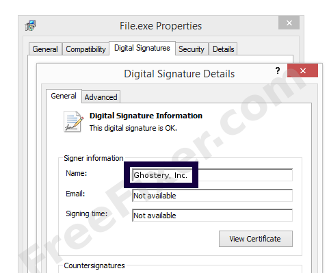 Screenshot of the Ghostery, Inc. certificate